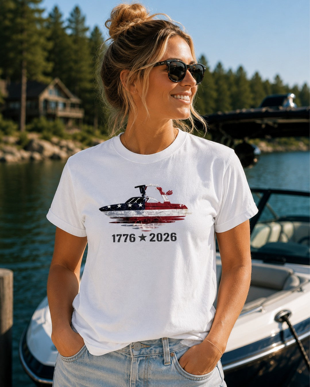 American Wake Surf 1776-2026 Patriotic T-Shirt