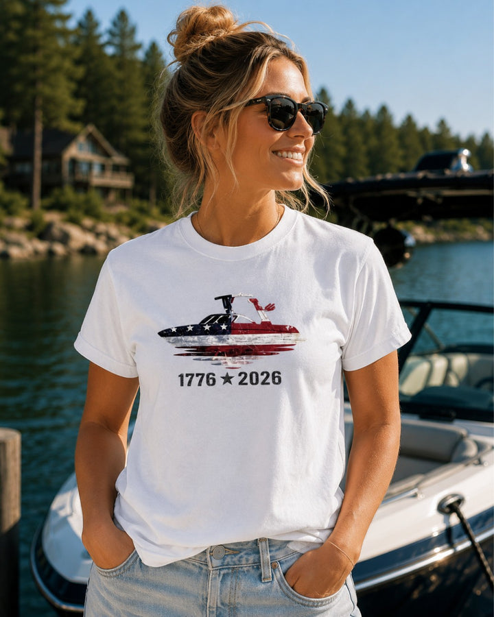 American Wake Surf 1776-2026 Patriotic T-Shirt