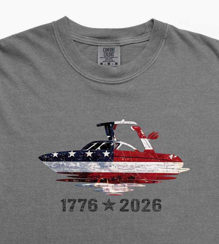 American Wake Surf 1776-2026 Patriotic T-Shirt