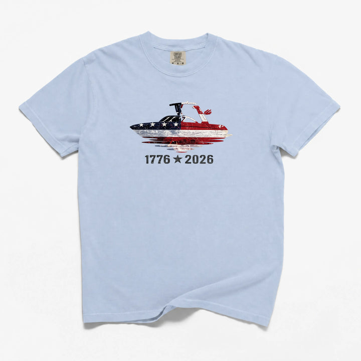 American Wake Surf 1776-2026 Patriotic T-Shirt